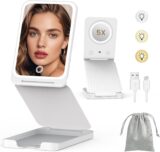 46%OFF Travel Makeup Mirror with Lights, Portable 1X Vanity Mirror with 5X Lighted Magnification