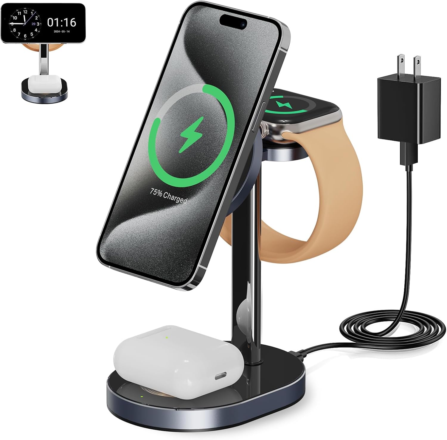 50%OFF 3 in 1 Charging Station, Charger Stand for Mag-Safe’s Function