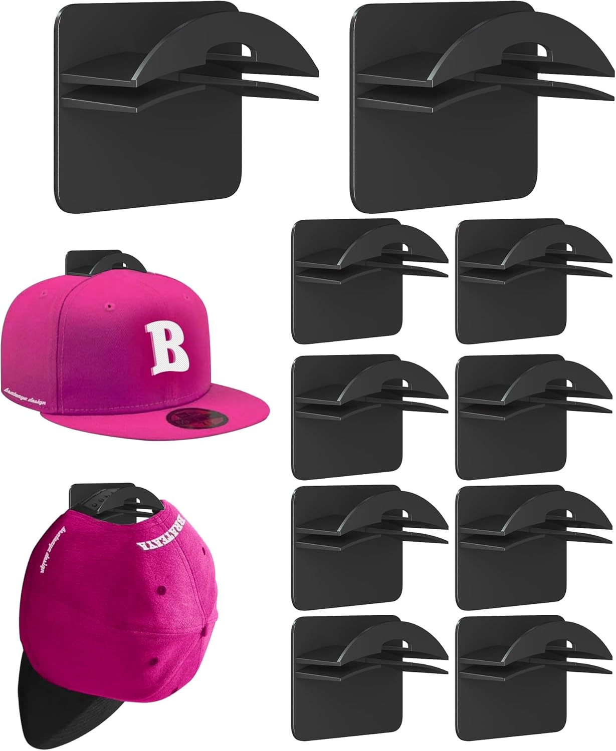 50% 2-in-1 Hat Hooks (10PCS), No Drilling Hat Holder, Strong Adhesive Hat Rack for Wall Use