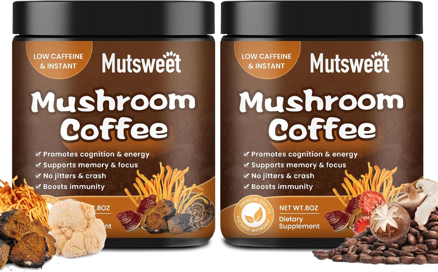 50%OFF (2 Pack) Mushroom Coffee for Smoothies/Latte, Mushroom Powder Blend (57 Servings)