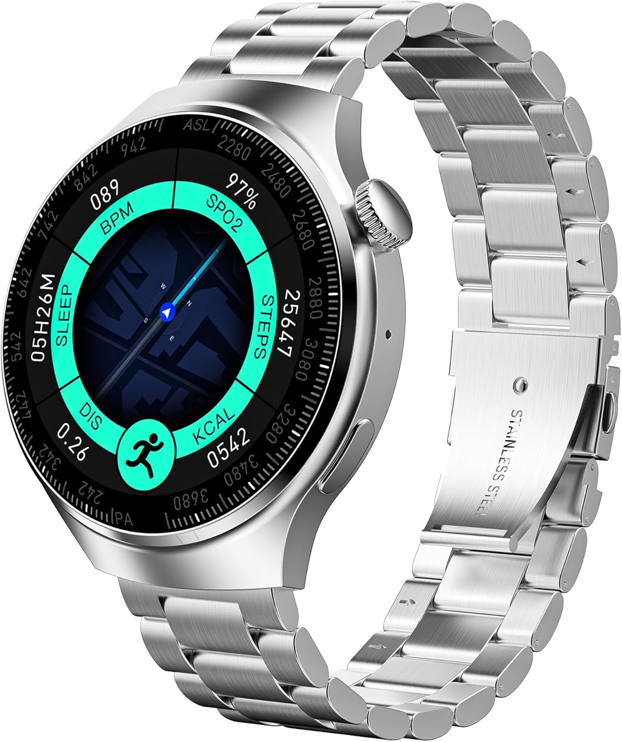 40%OFF W50 Smart Watch (Answer/Calls), 1.52’’ HD Smart Watches for Men with Round Screen