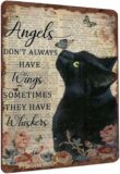 50%OFF Vintage Metal Tin Sign Funny Sarcastic Party Wall Art Decor Signs Cat Decor Cat Lovers Gift Angels