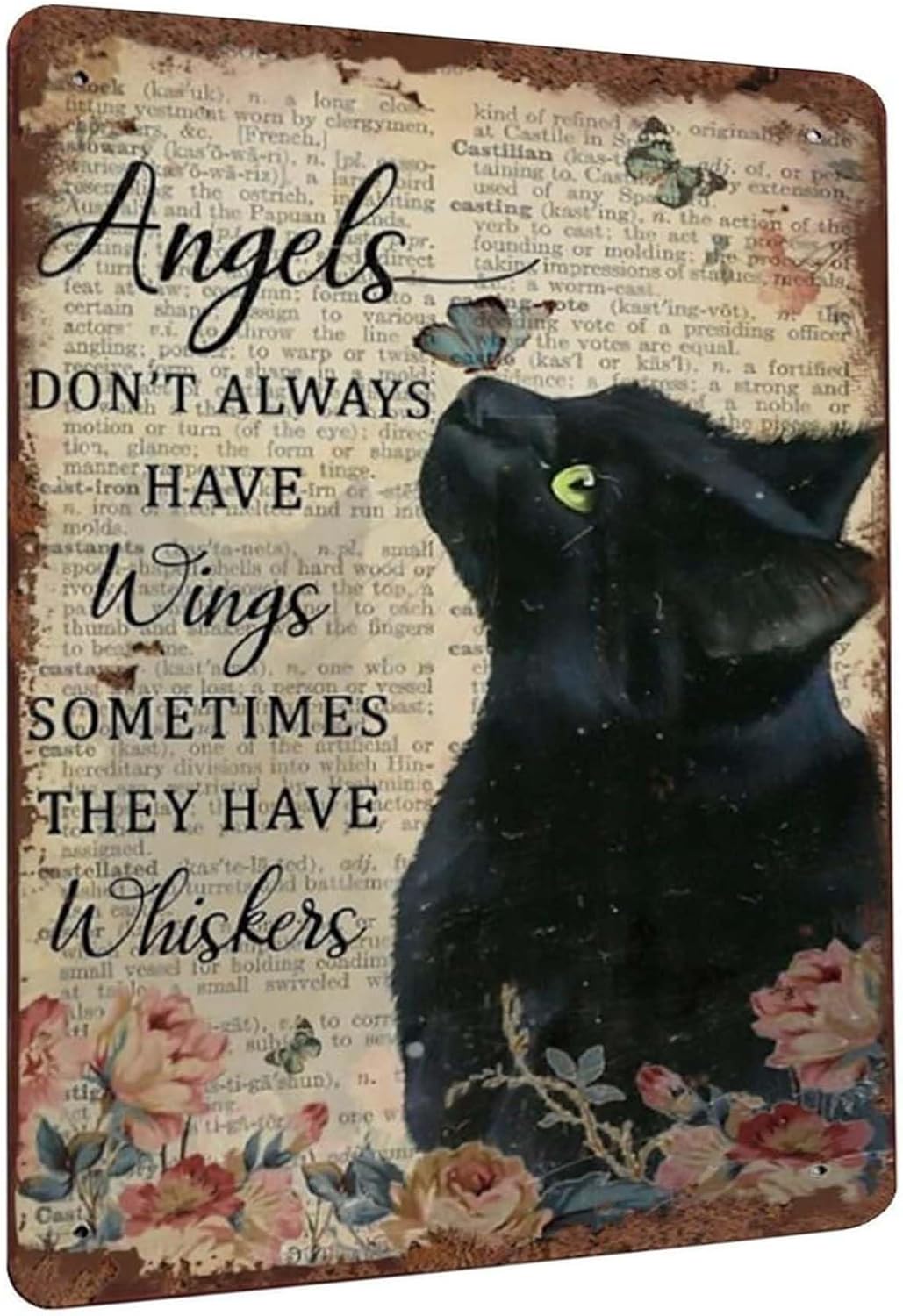 50%OFF Vintage Metal Tin Sign Funny Sarcastic Party Wall Art Decor Signs Cat Decor Cat Lovers Gift Angels