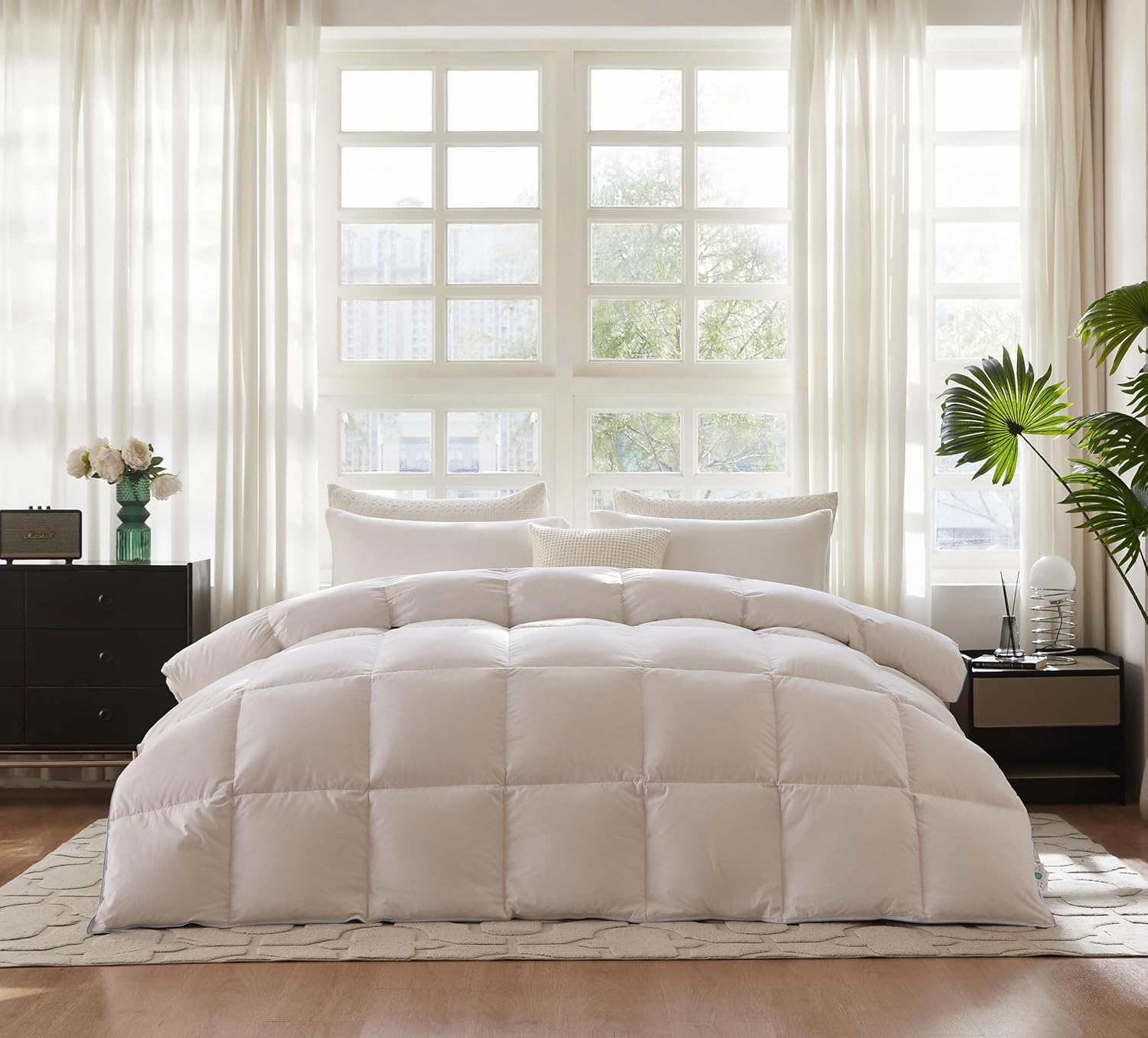 50%OFF 109 Oz Filling Weight Goose Feather Down Comforter King Size, White Heavyweight Winter Duvet