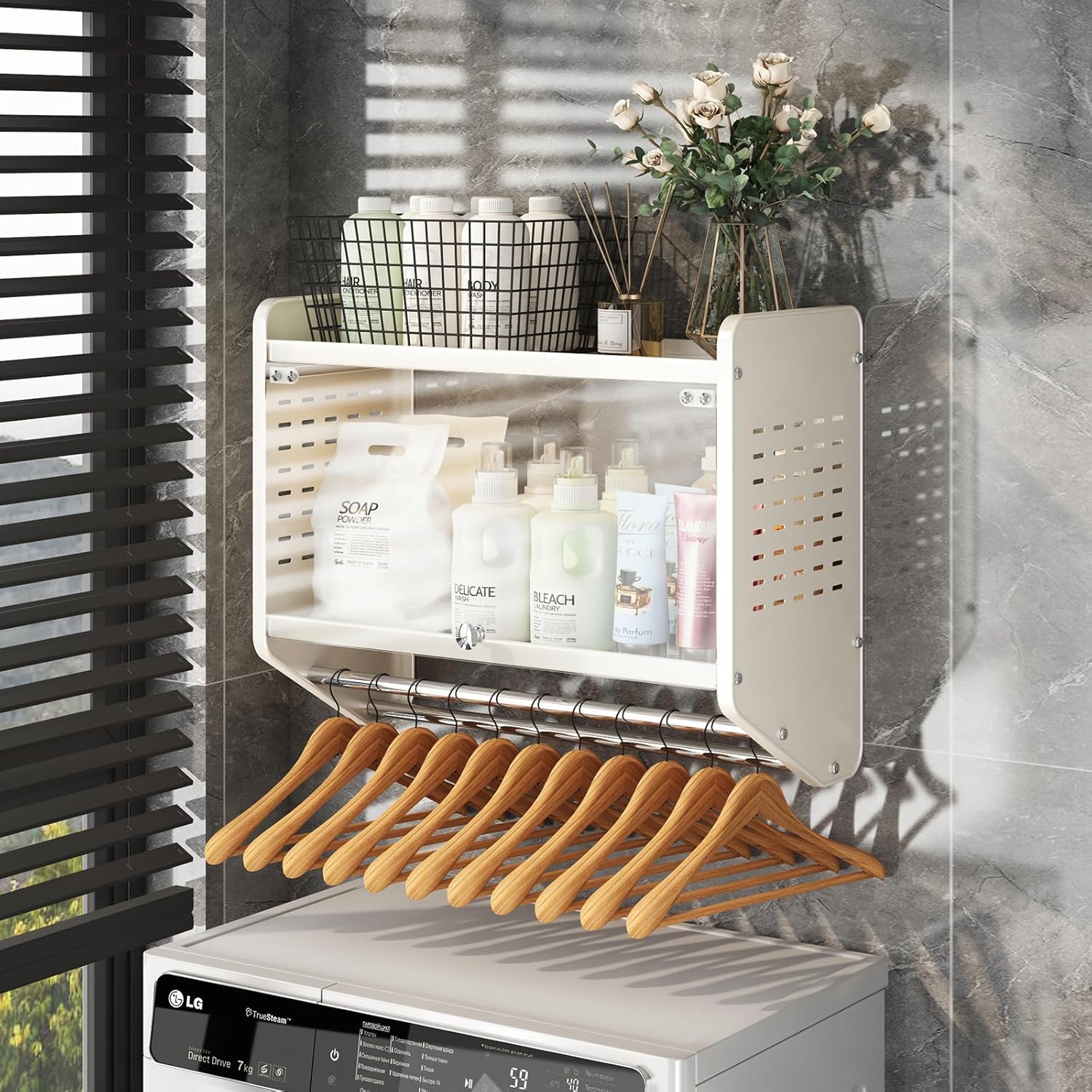 50%OFF Bathroom Medicine Cabinet with 3 Hooks, Detachable Shelves and 2 Towel Racks