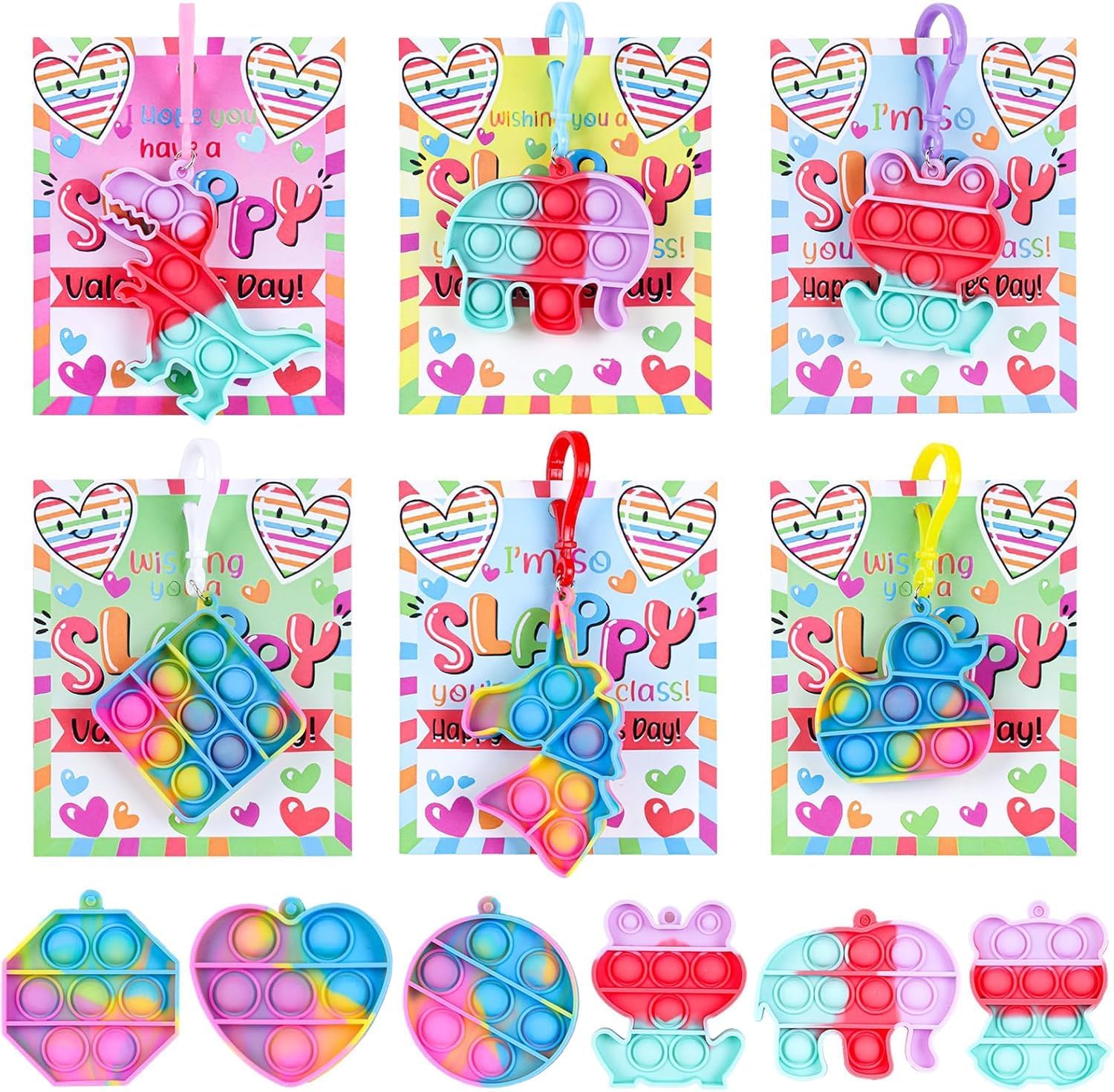 40%OFF 24 Packs Valentines Day Gifts for Kids,Valentines Pop Fidget Toys Bulk