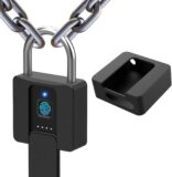 10%0FF eLinkSmart Heavy Keyed Padlock with Silicone Cover, Phone App/Fingerprint/Key Backup