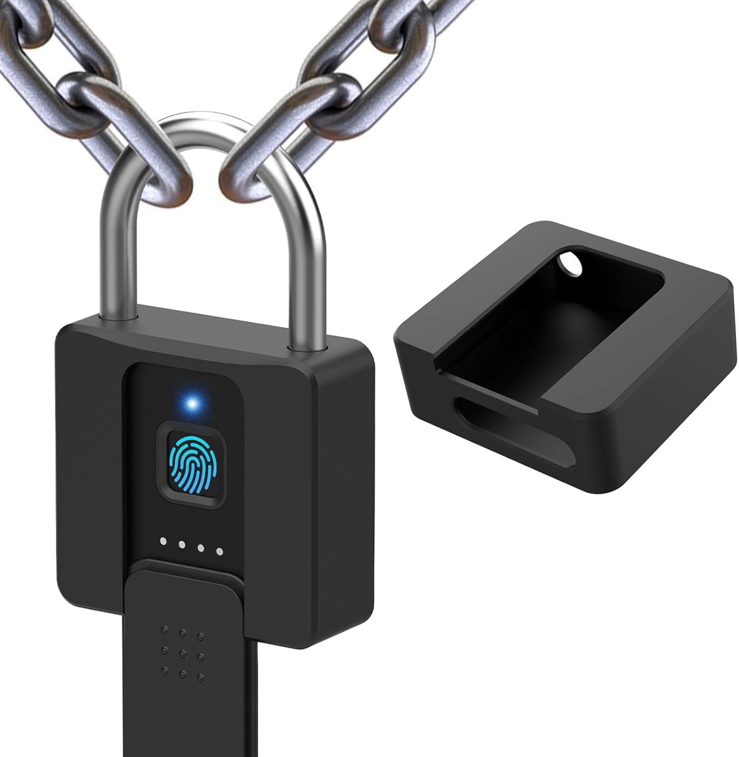 10%0FF eLinkSmart Heavy Keyed Padlock with Silicone Cover, Phone App/Fingerprint/Key Backup