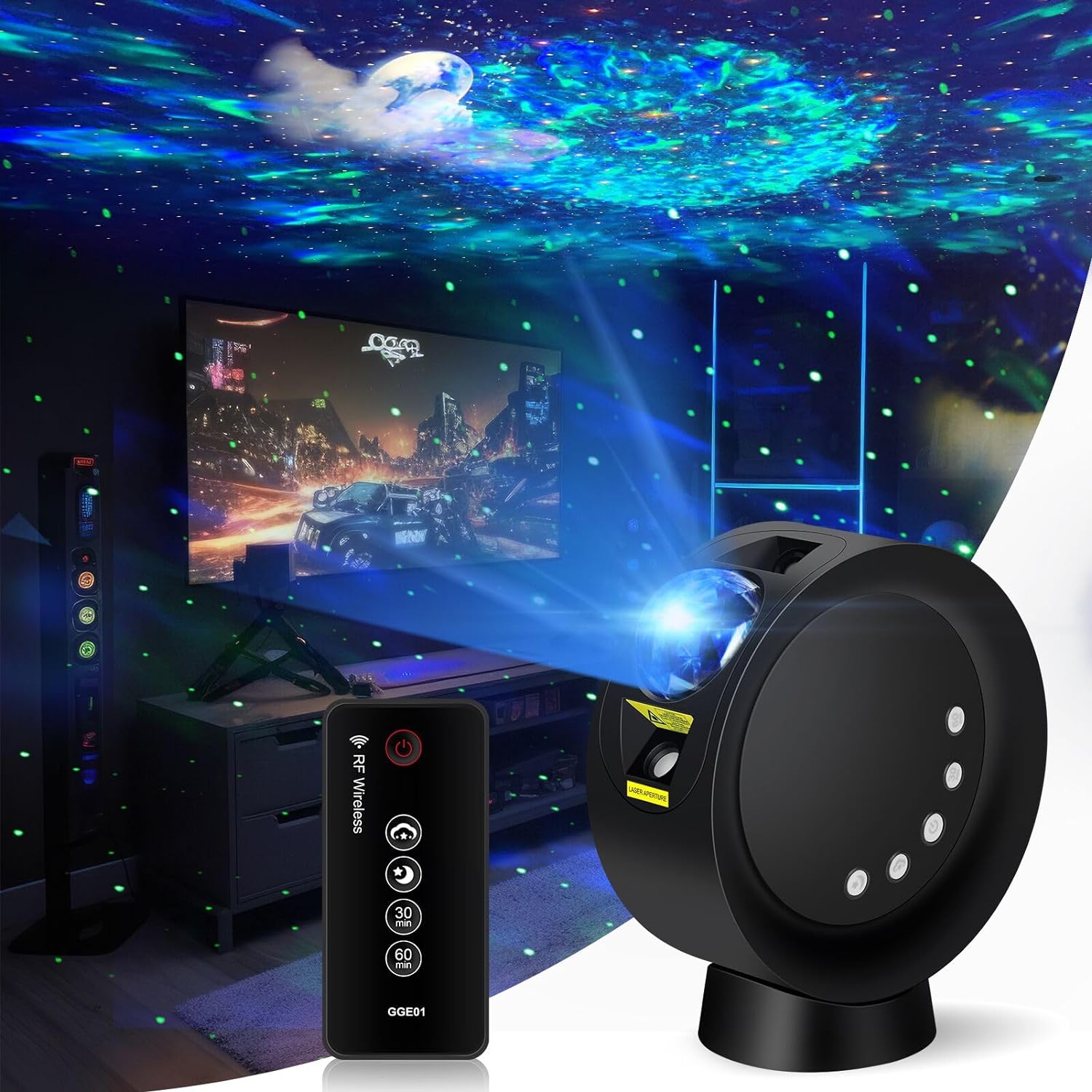 50%OFF LitEnergy LED Sky Projector Light, Galaxy Lighting, Nebula Star Night Lamp with Base and Remote Control for Gaming Room