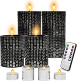 50%OFF Flameless Candles with Remote,Battery Operated Flickering Flameless Candles,LED Candles with Timer,4 Pillars Candles and 4 Votives