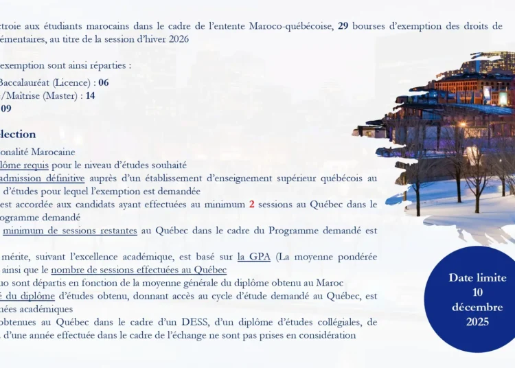 منح دراسية في كيبيك كندا 2026: إعفاء من رسوم الدراسة للطلبة المغاربة